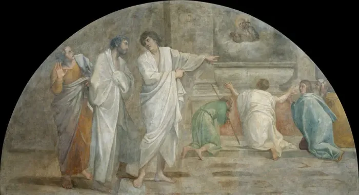 Framed Print : Apparition of Saint Didacus above his sepulchre, 1604-1607. Artist: Carracci, Annibale (1560-1609) Framed Print : Apparition of Saint Didacus above his sepulchre, 1604-1607. Artist: Carracci, Annibale (1560-1609)