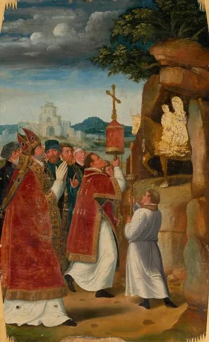 Framed Print : Apparition of St. Michael on Monte Gargano, 1540-1550. Creator: Unknown Framed Print : Apparition of St. Michael on Monte Gargano, 1540-1550. Creator: Unknown