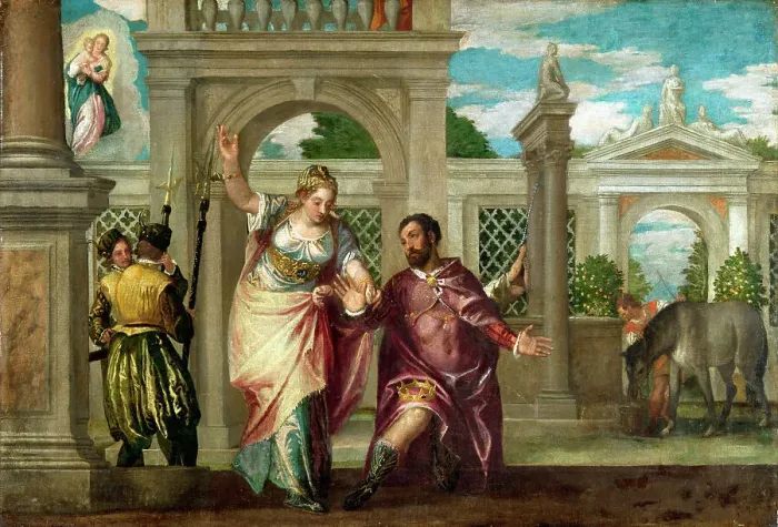 Framed Print : The Apparition of the Tiburtine Sibyl to Caesar Augustus, 1500s. Creator: Veronese, Paolo (1528-1588) Framed Print : The Apparition of the Tiburtine Sibyl to Caesar Augustus, 1500s. Creator: Veronese, Paolo (1528-1588)