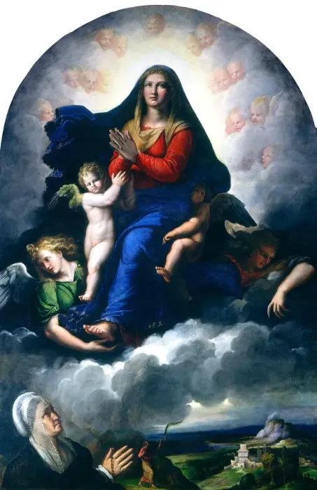 Framed Print : The Apparition of the Virgin, 1530 / 1540. Creator: Girolamo da Carpi Framed Print : The Apparition of the Virgin, 1530 / 1540. Creator: Girolamo da Carpi