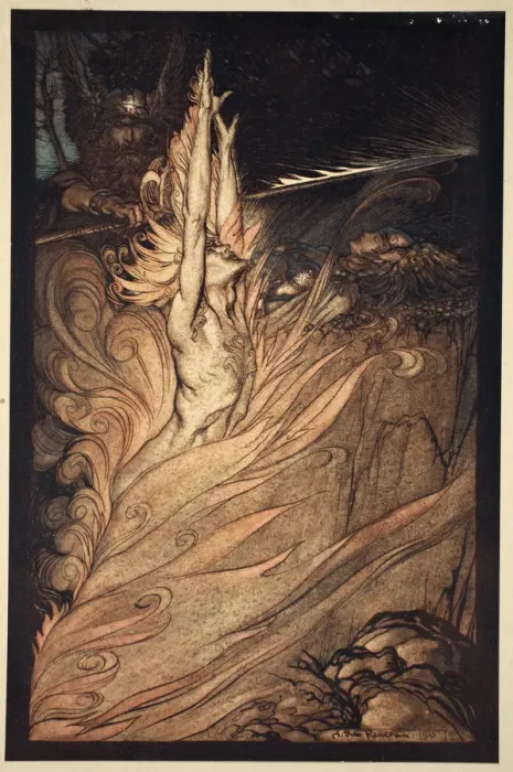 Framed Print : Appear, flickering fire, Encircle the rock with thy flame! Loge! Loge! Appear!, 1910 Framed Print : Appear, flickering fire, Encircle the rock with thy flame! Loge! Loge! Appear!, 1910