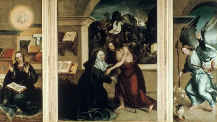 Framed Print : Appearance of Christ to the Virgin, 1531. Artist: Garcia Fernandes Framed Print : Appearance of Christ to the Virgin, 1531. Artist: Garcia Fernandes