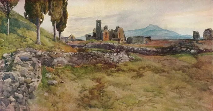 Framed Print : On the Via Appia, c19th century. Artists: Onorato Carlandi, Unknown Framed Print : On the Via Appia, c19th century. Artists: Onorato Carlandi, Unknown