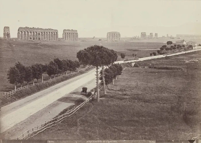 Framed Print : The Appian Way and Ruins of the Aqua Claudio, late 19th century. Creator: Unknown Framed Print : The Appian Way and Ruins of the Aqua Claudio, late 19th century. Creator: Unknown