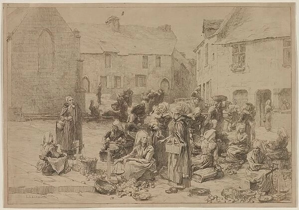 The Apple Market at Landerneau, 1878. Creator: Leon Augustin Lhermitte (French, 1844-1925)