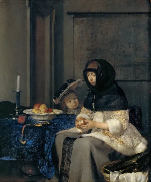 Framed Print : The Apple Peeler. Artist: Ter Borch, Gerard, the Younger (1617-1681) Framed Print : The Apple Peeler. Artist: Ter Borch, Gerard, the Younger (1617-1681)