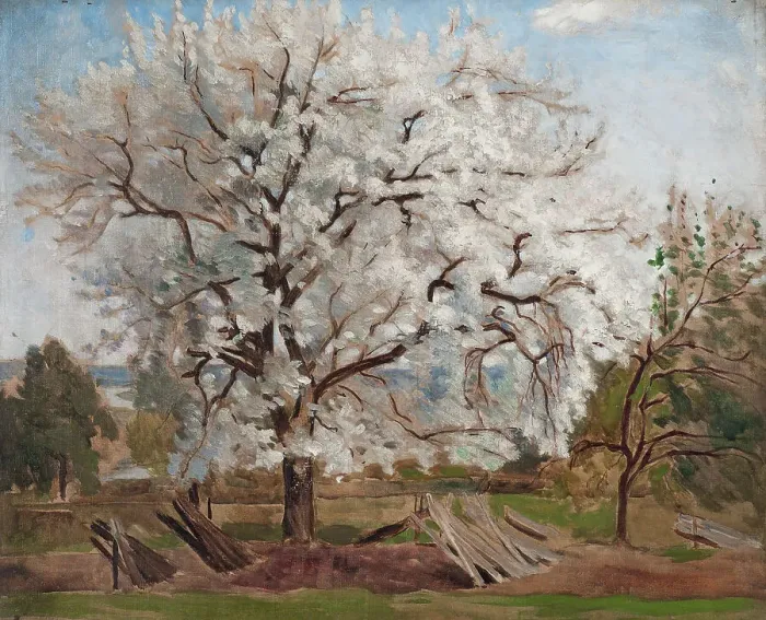 Framed Print : Apple Tree in Blossom, 1877. Creator: Carl Fredrik Hill Framed Print : Apple Tree in Blossom, 1877. Creator: Carl Fredrik Hill