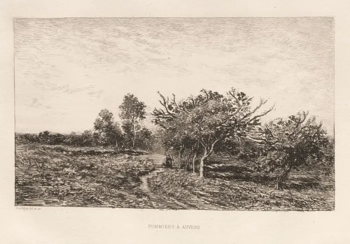 Framed Print : Apple Trees at Auvers (Pommiers a Auvers), 1877. Creator: Charles Francois Daubigny Framed Print : Apple Trees at Auvers (Pommiers a Auvers), 1877. Creator: Charles Francois Daubigny
