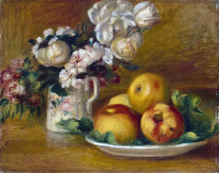 Framed Print : Apples and Flowers, c1895. Artist: Pierre-Auguste Renoir Framed Print : Apples and Flowers, c1895. Artist: Pierre-Auguste Renoir