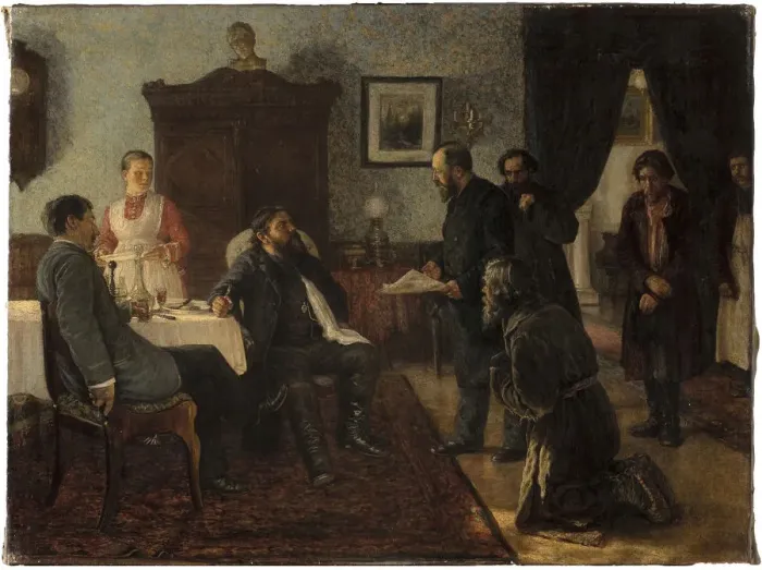 Framed Print : Applicants, 1888. Artist: Zhuravlev, Firs Sergeevich (1836-1901) Framed Print : Applicants, 1888. Artist: Zhuravlev, Firs Sergeevich (1836-1901)