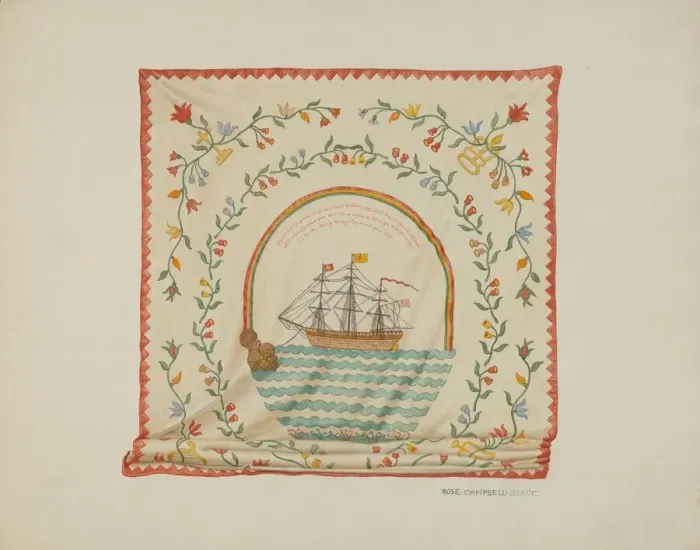 Framed Print : Applique Bedspread, c. 1940. Creator: Rose Campbell-Gerke Framed Print : Applique Bedspread, c. 1940. Creator: Rose Campbell-Gerke