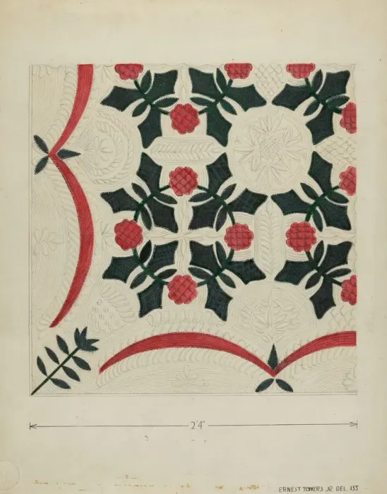 Framed Print : Applique Coverlet, c. 1936. Creator: Ernest A Towers Jr Framed Print : Applique Coverlet, c. 1936. Creator: Ernest A Towers Jr