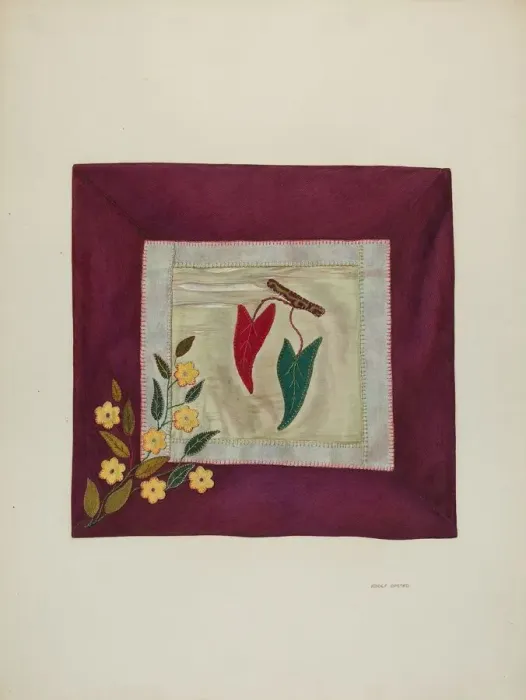 Framed Print : Applique Coverlet (Detail), 1941. Creator: Adolph Opstad Framed Print : Applique Coverlet (Detail), 1941. Creator: Adolph Opstad