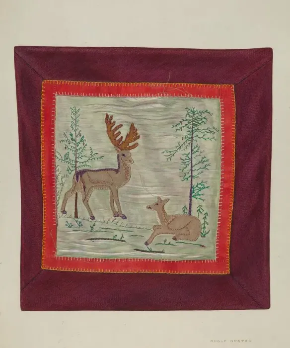 Framed Print : Applique Coverlet (Detail), c. 1941. Creator: Adolph Opstad Framed Print : Applique Coverlet (Detail), c. 1941. Creator: Adolph Opstad