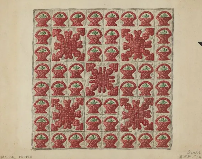 Framed Print : Applique Crib Coverlet, c. 1936. Creator: Marian Curtis Foster Framed Print : Applique Crib Coverlet, c. 1936. Creator: Marian Curtis Foster