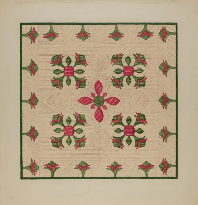 Framed Print : Applique Quilt, 1935 / 1942. Creator: Florence Hastings Framed Print : Applique Quilt, 1935 / 1942. Creator: Florence Hastings
