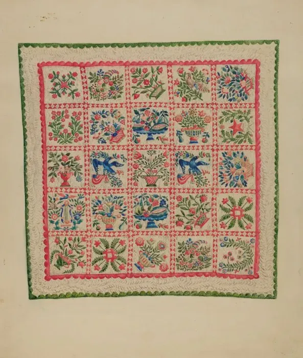 Framed Print : Applique Quilt, 1935 / 1942. Creator: Marian Curtis Foster Framed Print : Applique Quilt, 1935 / 1942. Creator: Marian Curtis Foster