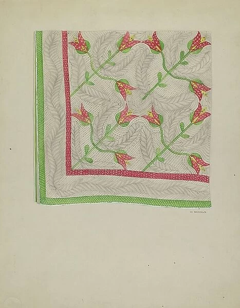 Applique Quilt, c. 1936. Creator: Madeline Arnold