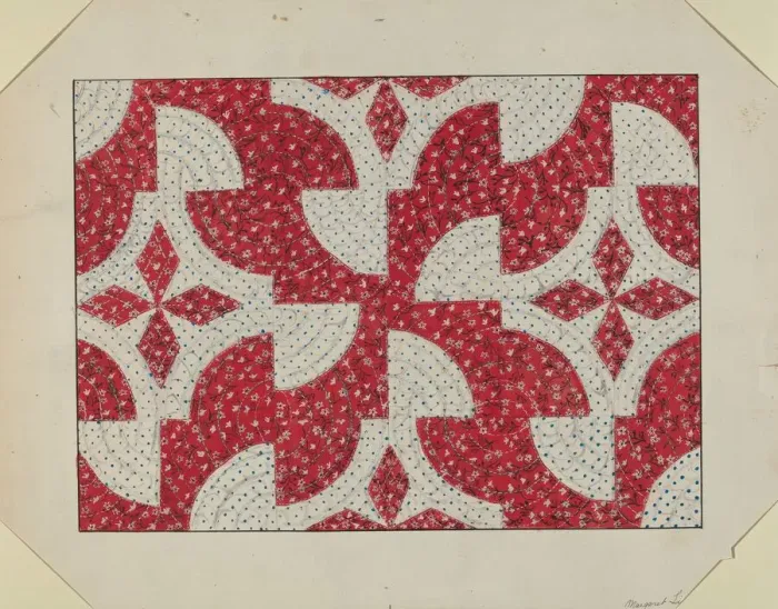Framed Print : Applique Quilt, c. 1936. Creator: Margaret Linsley