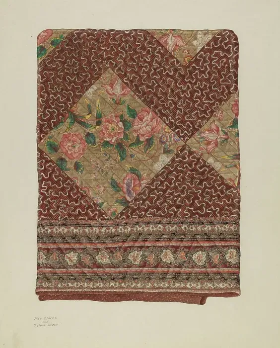 Framed Print : Applique Quilt, c. 1940. Creator: Mae A. Clarke Framed Print : Applique Quilt, c. 1940. Creator: Mae A. Clarke