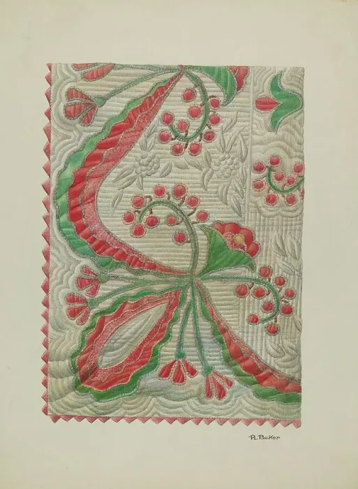 Framed Print : Applique Quilt, c. 1940. Creator: Ruth Buker Framed Print : Applique Quilt, c. 1940. Creator: Ruth Buker