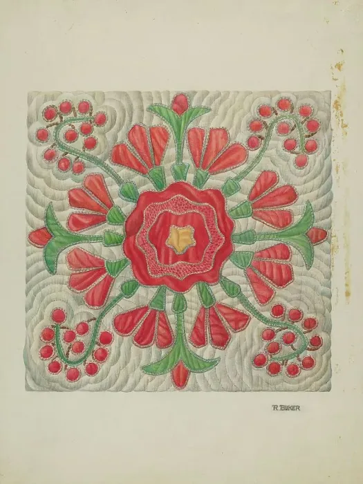 Framed Print : Applique Quilt, c. 1940. Creator: Ruth Buker Framed Print : Applique Quilt, c. 1940. Creator: Ruth Buker