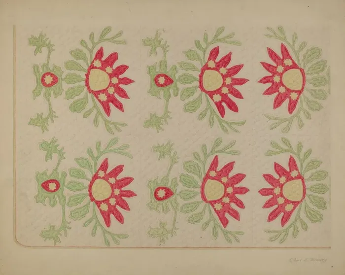 Framed Print : Applique Quilt - King Davids Crown, c. 1938. Creator: Elbert S. Mowery Framed Print : Applique Quilt - King Davids Crown, c. 1938. Creator: Elbert S. Mowery