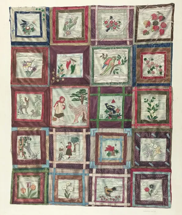 Framed Print : Appliqued Quilt, 1935 / 1942. Creator: Dorothea Bates Framed Print : Appliqued Quilt, 1935 / 1942. Creator: Dorothea Bates