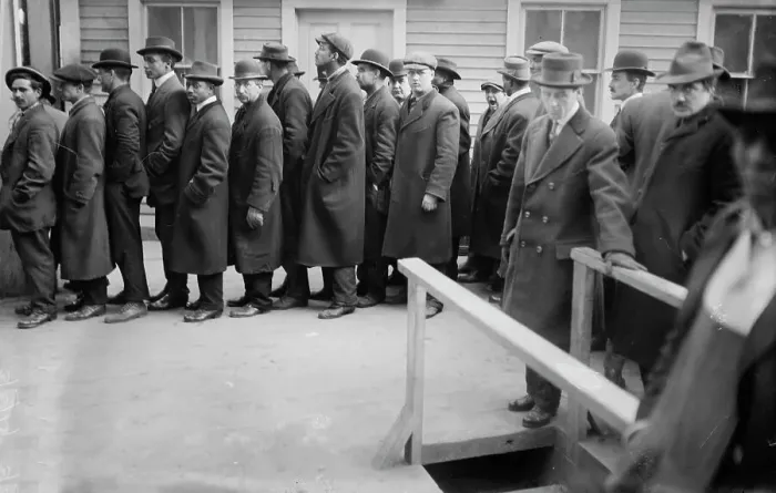 Framed Print : Applying for subway work, between c1910 and c1915. Creator: Bain News Service