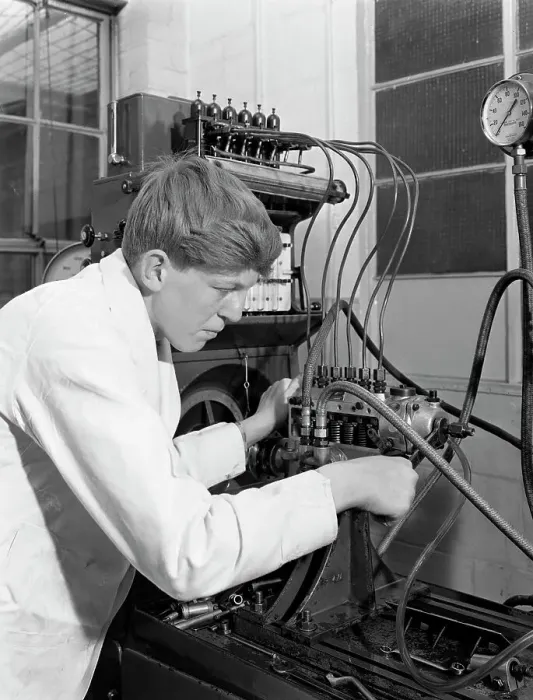 Framed Print : Apprentice at work, Globe & Simpson auto electrical workshop, Nottingham, Nottinghamshire, 1961 Framed Print : Apprentice at work, Globe & Simpson auto electrical workshop, Nottingham, Nottinghamshire, 1961