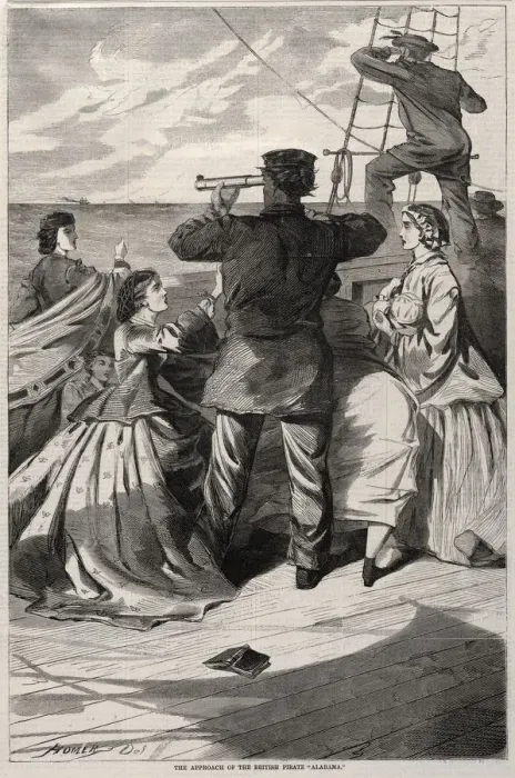 Framed Print : The Approach of the British Pirate Alabama, 1863. Creator: Winslow Homer (American Framed Print : The Approach of the British Pirate Alabama, 1863. Creator: Winslow Homer (American