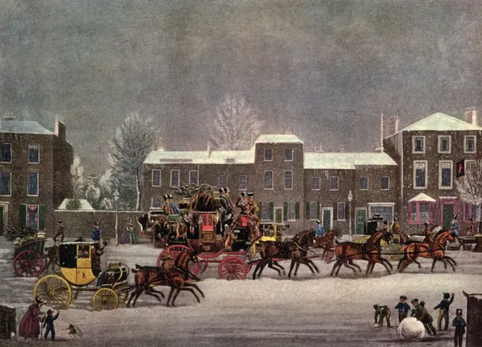 Framed Print : Approach to Christmas, 19th century (1927). Artist: George Hunt Framed Print : Approach to Christmas, 19th century (1927). Artist: George Hunt