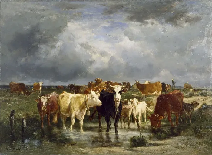 Framed Print : The Approach of a Storm, c1872. Creator: Emile van Marcke de Lummen