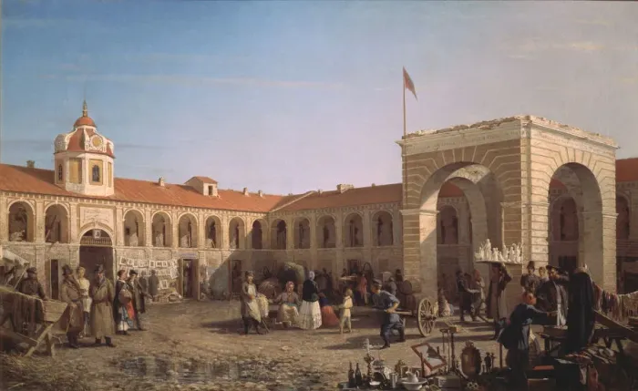 Framed Print : Apraksin Market in St. Petersburg, 1862. Artist: Vereshchagin, Pyotr Petrovich (1836-1886) Framed Print : Apraksin Market in St. Petersburg, 1862. Artist: Vereshchagin, Pyotr Petrovich (1836-1886)