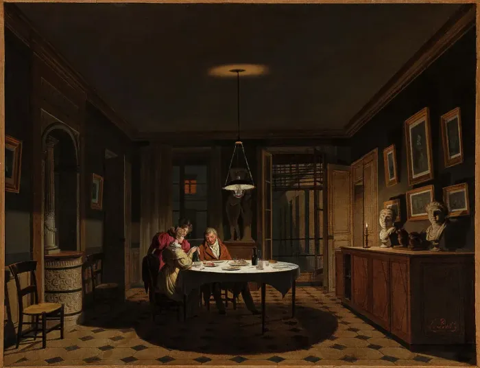 Framed Print : Après le Souper (After dinner), c. 1830. Creator: Boilly, Louis-Léopold (1761-1845) Framed Print : Après le Souper (After dinner), c. 1830. Creator: Boilly, Louis-Léopold (1761-1845)
