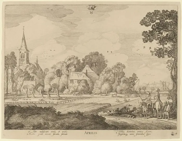 Framed Print : April. Creator: Jan van de Velde II Framed Print : April. Creator: Jan van de Velde II