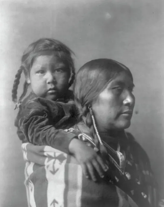 Framed Print : Apsaroke mother, c1908. Creator: Edward Sheriff Curtis Framed Print : Apsaroke mother, c1908. Creator: Edward Sheriff Curtis