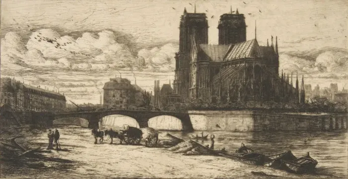 Framed Print : The Apse of Notre-Dame, Paris, 1854. Creator: Charles Meryon Framed Print : The Apse of Notre-Dame, Paris, 1854. Creator: Charles Meryon