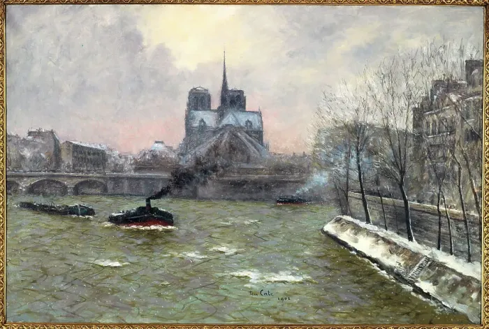 Framed Print : Apse of Notre-Dame, seen from the Pont de la Tournelle, snow effect, 1902. Creator: Siebe Johannes ten Cate Framed Print : Apse of Notre-Dame, seen from the Pont de la Tournelle, snow effect, 1902. Creator: Siebe Johannes ten Cate