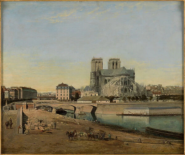 The apse of Notre-Dame, seen from Quai de la Tournelle, 1860. Creator: Emile Harrouart