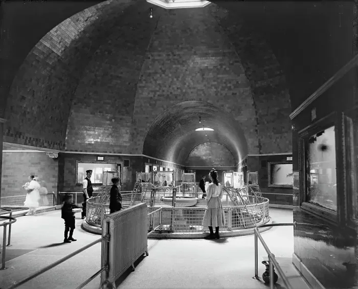Framed Print : Aquarium, Belle Isle Park, interior, Detroit, Mich. between 1900 and 1910. Creator: Unknown Framed Print : Aquarium, Belle Isle Park, interior, Detroit, Mich. between 1900 and 1910. Creator: Unknown