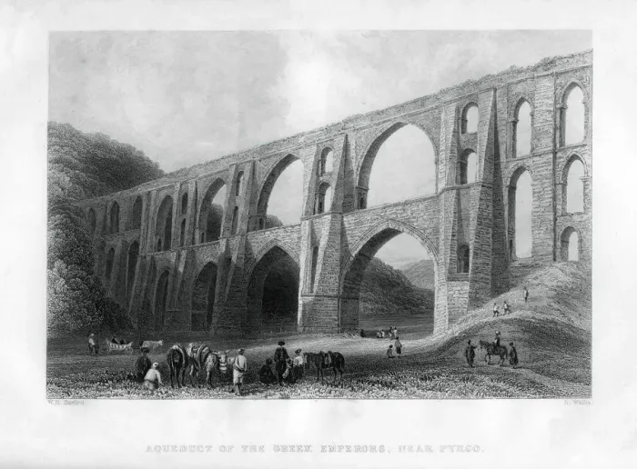 Framed Print : Aqueduct of the Greek Emperors, near Pyrgo, Turkey, 1886. Artist: R Wallis Framed Print : Aqueduct of the Greek Emperors, near Pyrgo, Turkey, 1886. Artist: R Wallis