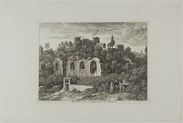 Aqueduct Below the Monastery of St. Bonaventura in Rome, plate ten from Die Römische... 1810. Creator: Joseph Anton Koch