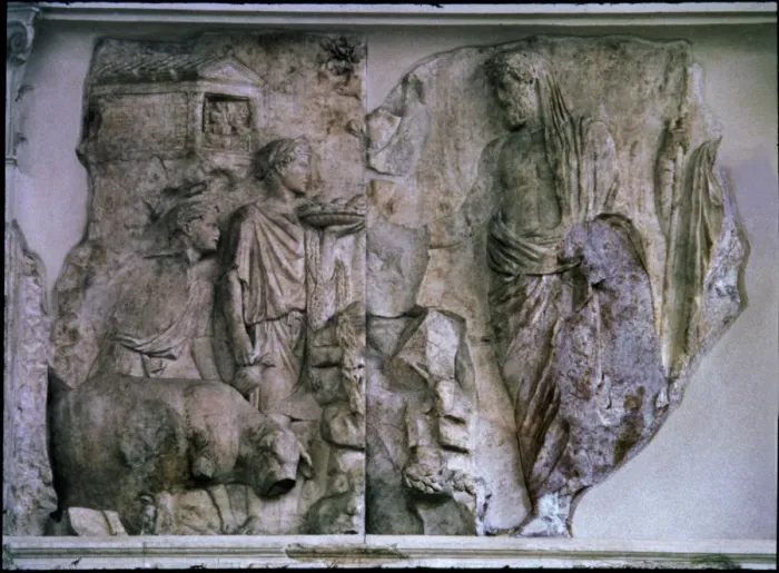Framed Print : Ara Pacis Augustae, relief depicting the sacrifice of Aeneas, 9 b. C Framed Print : Ara Pacis Augustae, relief depicting the sacrifice of Aeneas, 9 b. C
