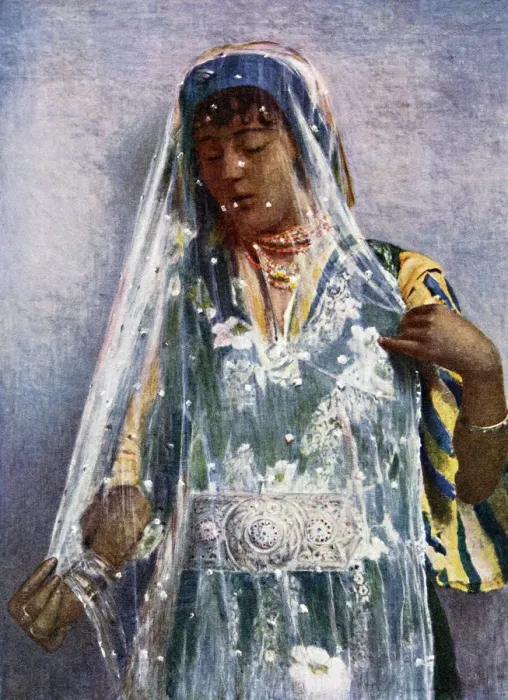 Framed Print : An Arab bride. Artist: E Frechon Framed Print : An Arab bride. Artist: E Frechon