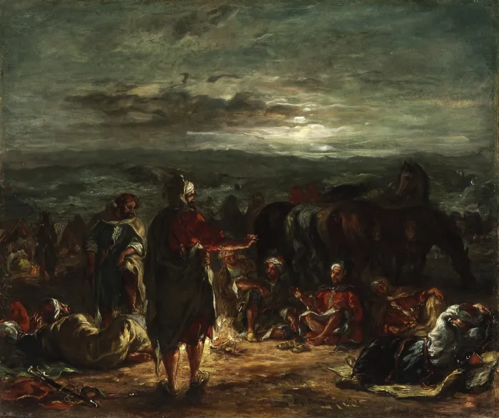 Framed Print : An Arab Camp at Night, 1863. Creator: Delacroix, Eugene (1798-1863)