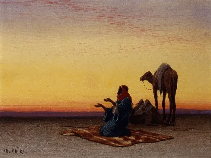 Framed Print : Arab at Prayer, c1860. Creator: Charles Théodore Frère Framed Print : Arab at Prayer, c1860. Creator: Charles Théodore Frère