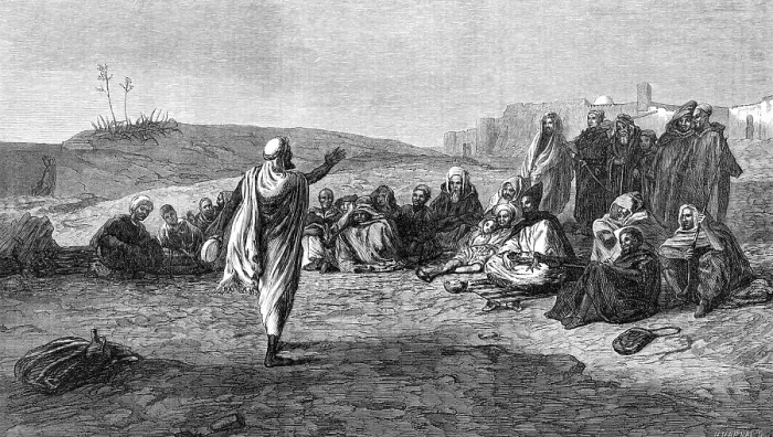 Framed Print : The Arab Storyteller, by J. E. Hodgson, in the Exhibition of the Royal Academy, 1869. Creator: Horace Harral