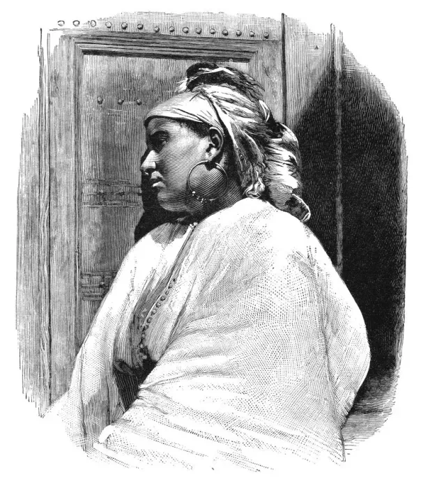 Framed Print : An Arab woman from Tangier, Morocco, 1895. Artist: Henri Thiriat Framed Print : An Arab woman from Tangier, Morocco, 1895. Artist: Henri Thiriat