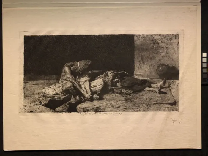 Framed Print : Arabe veillant le corps de son ami, 1866. Creator: Mariano Fortuny y Carbo (Spanish Framed Print : Arabe veillant le corps de son ami, 1866. Creator: Mariano Fortuny y Carbo (Spanish
